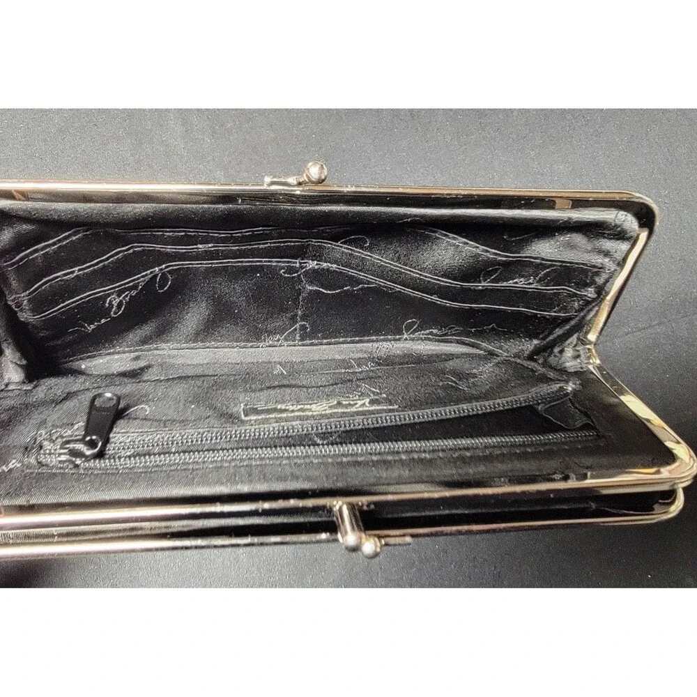Vera Bradley Cafe Latte Clutch Bag Silver Hardware Snap Close 8x4 in